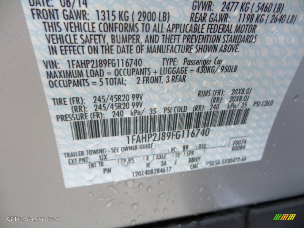 2015 Taurus Limited AWD - Ingot Silver Metallic / Charcoal Black photo #15