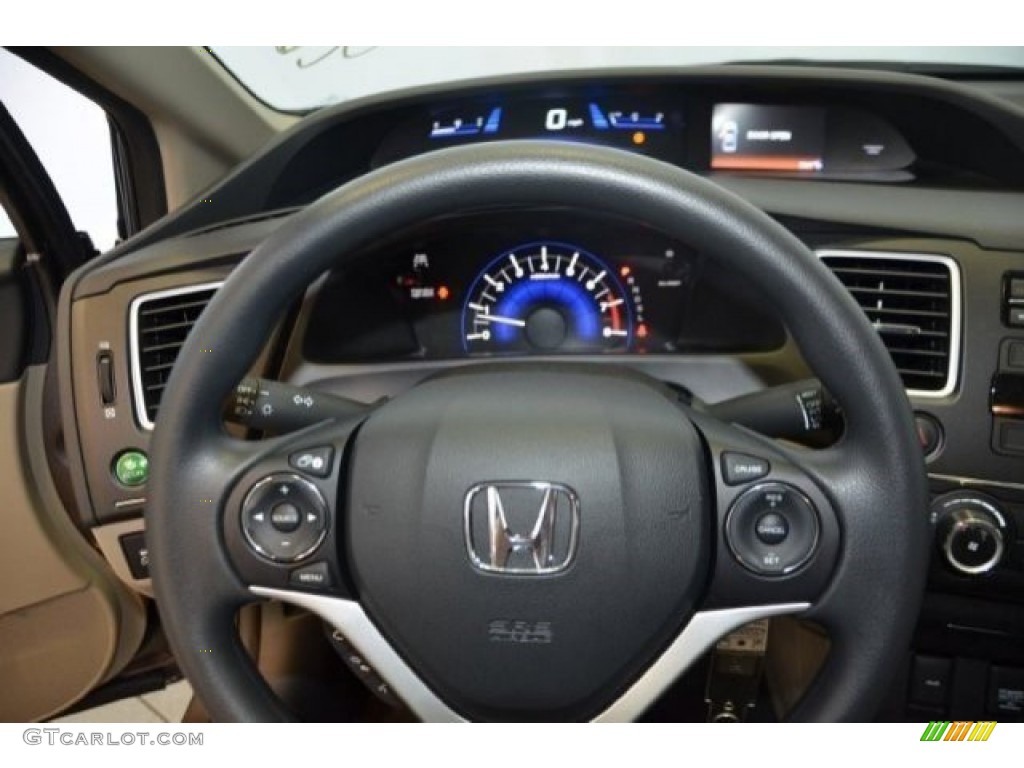 2015 Civic LX Sedan - Urban Titanium Metallic / Beige photo #20