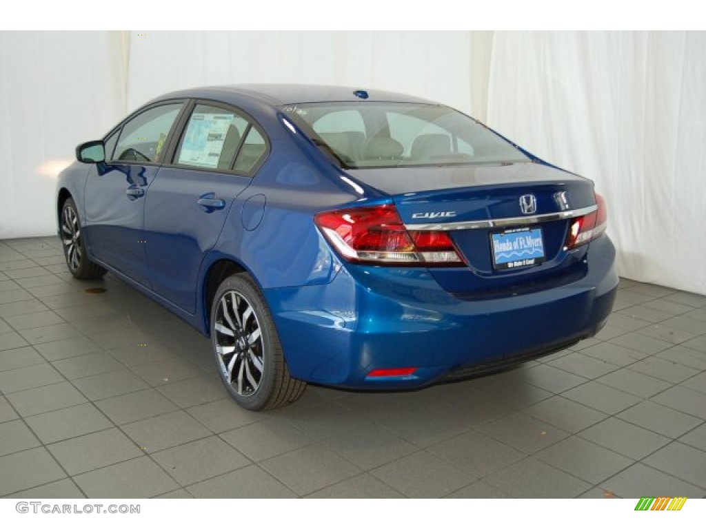 2015 Civic EX-L Sedan - Dyno Blue Pearl / Gray photo #7