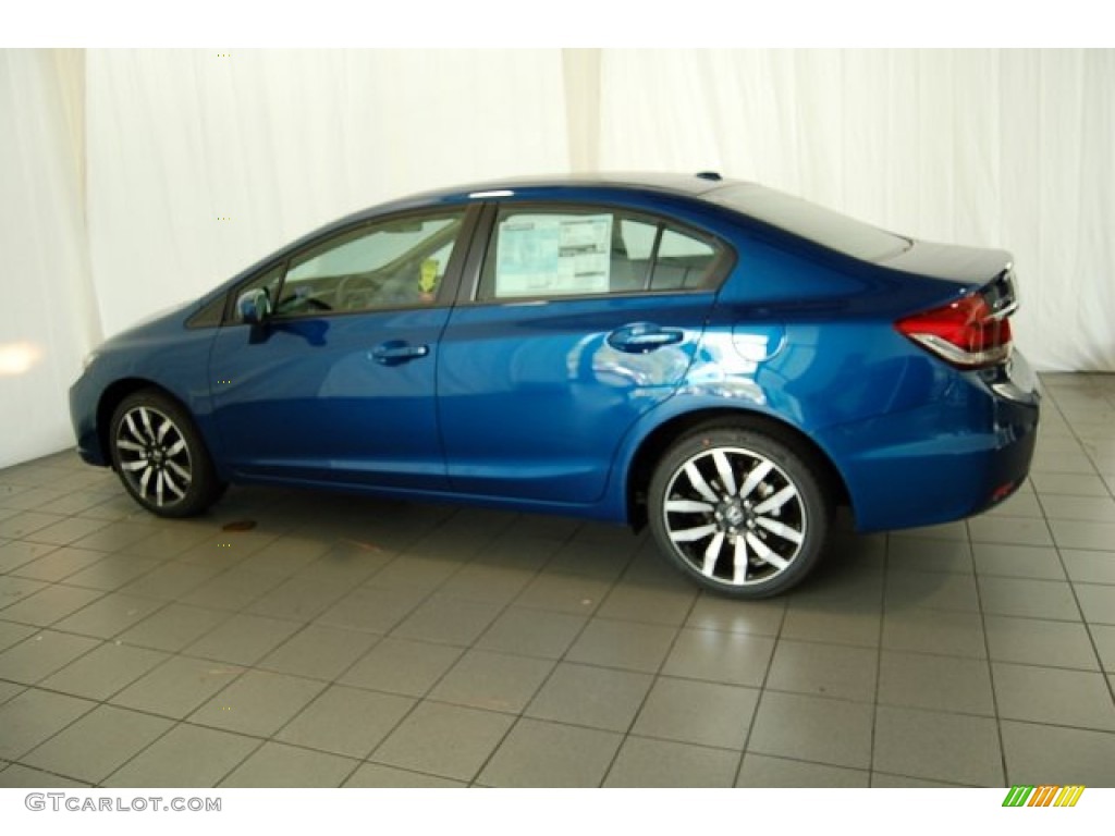 2015 Civic EX-L Sedan - Dyno Blue Pearl / Gray photo #8