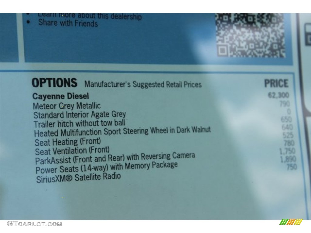 2016 Porsche Cayenne Diesel Window Sticker Photo #106430247