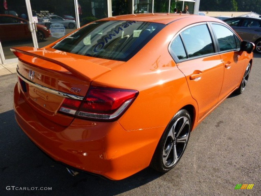2014 Civic Si Sedan - Orange Fire Pearl / Black/Red photo #5