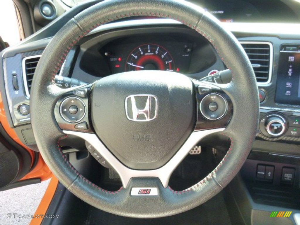 2014 Honda Civic Si Sedan Black/Red Steering Wheel Photo #106433052