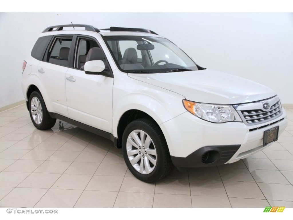 2012 Forester 2.5 X Premium - Satin White Pearl / Platinum photo #1