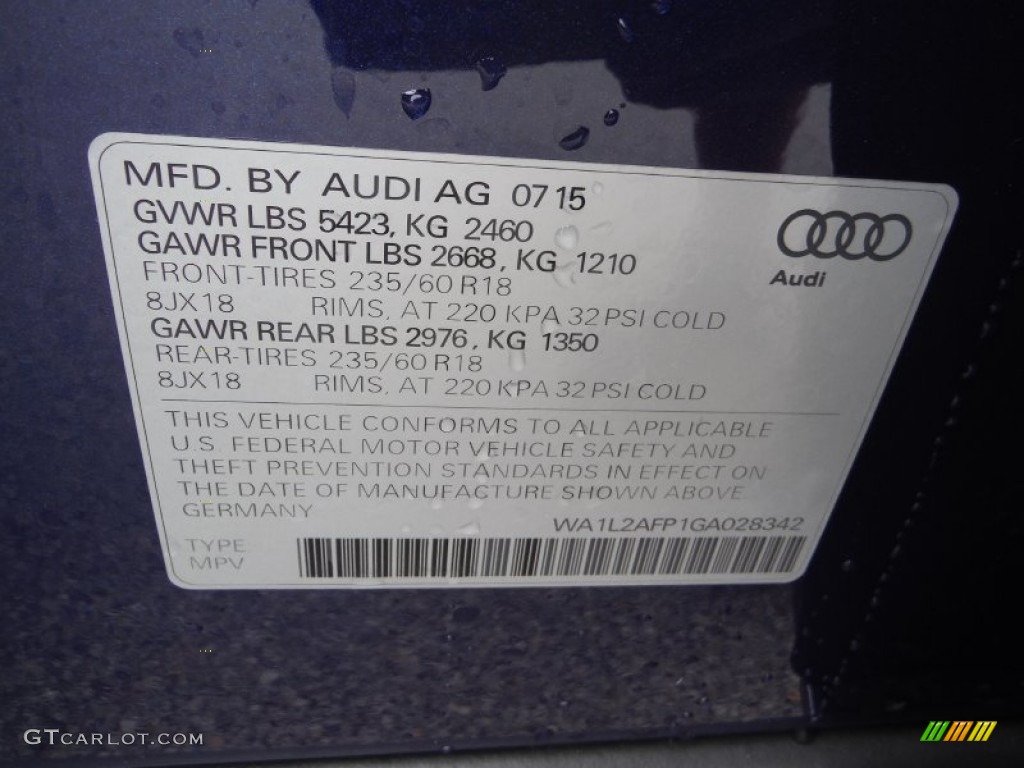 2016 Q5 2.0 TFSI Premium quattro - Scuba Blue Metallic / Chestnut Brown photo #40