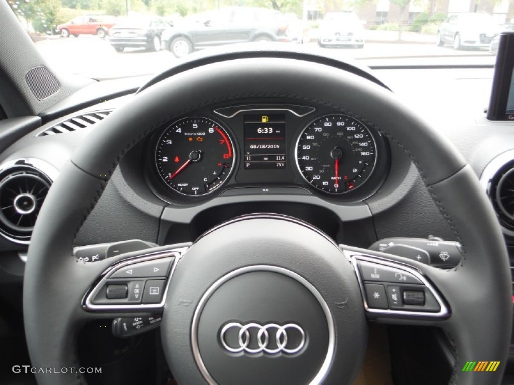 2016 Audi A3 2.0 Premium Plus quattro Black Steering Wheel Photo #106448575