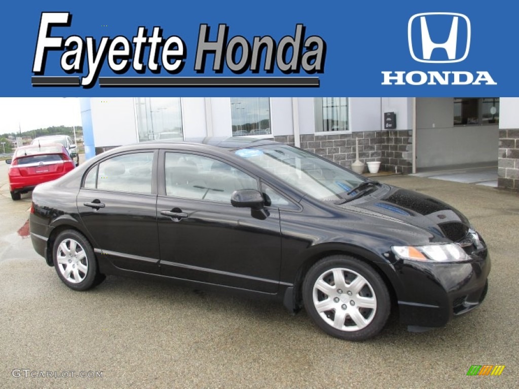 2010 Civic LX Sedan - Crystal Black Pearl / Gray photo #1