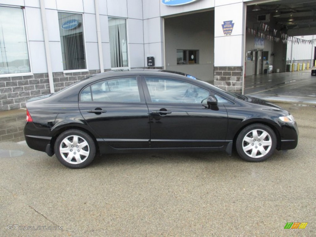 2010 Civic LX Sedan - Crystal Black Pearl / Gray photo #2