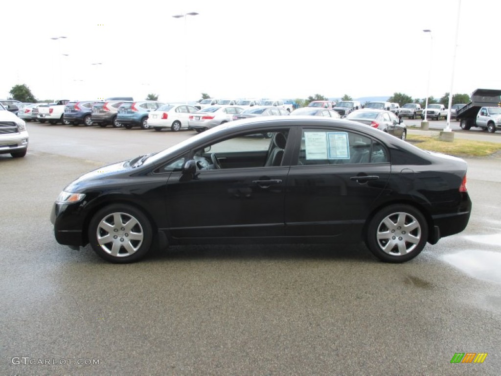 2010 Civic LX Sedan - Crystal Black Pearl / Gray photo #4