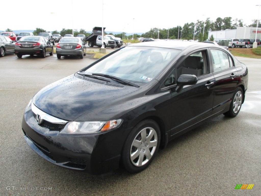 2010 Civic LX Sedan - Crystal Black Pearl / Gray photo #5