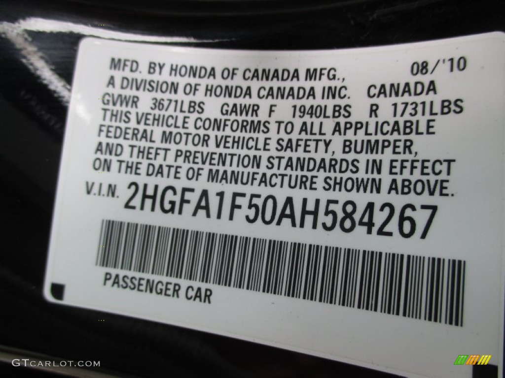 2010 Civic LX Sedan - Crystal Black Pearl / Gray photo #9