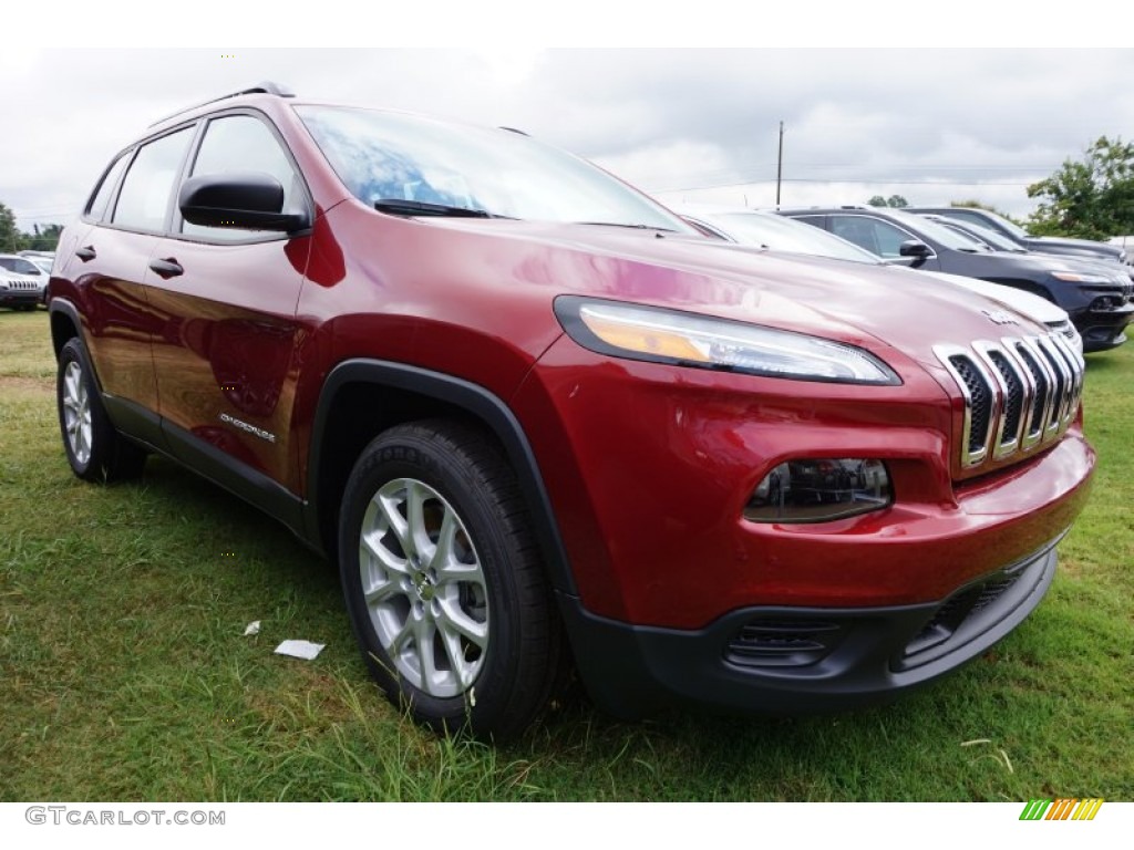 Deep Cherry Red Crystal Pearl 2016 Jeep Cherokee Sport Exterior Photo #106452074