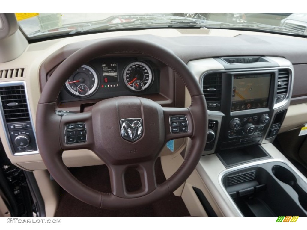 2015 1500 Big Horn Crew Cab - Brilliant Black Crystal Pearl / Canyon Brown/Light Frost photo #7
