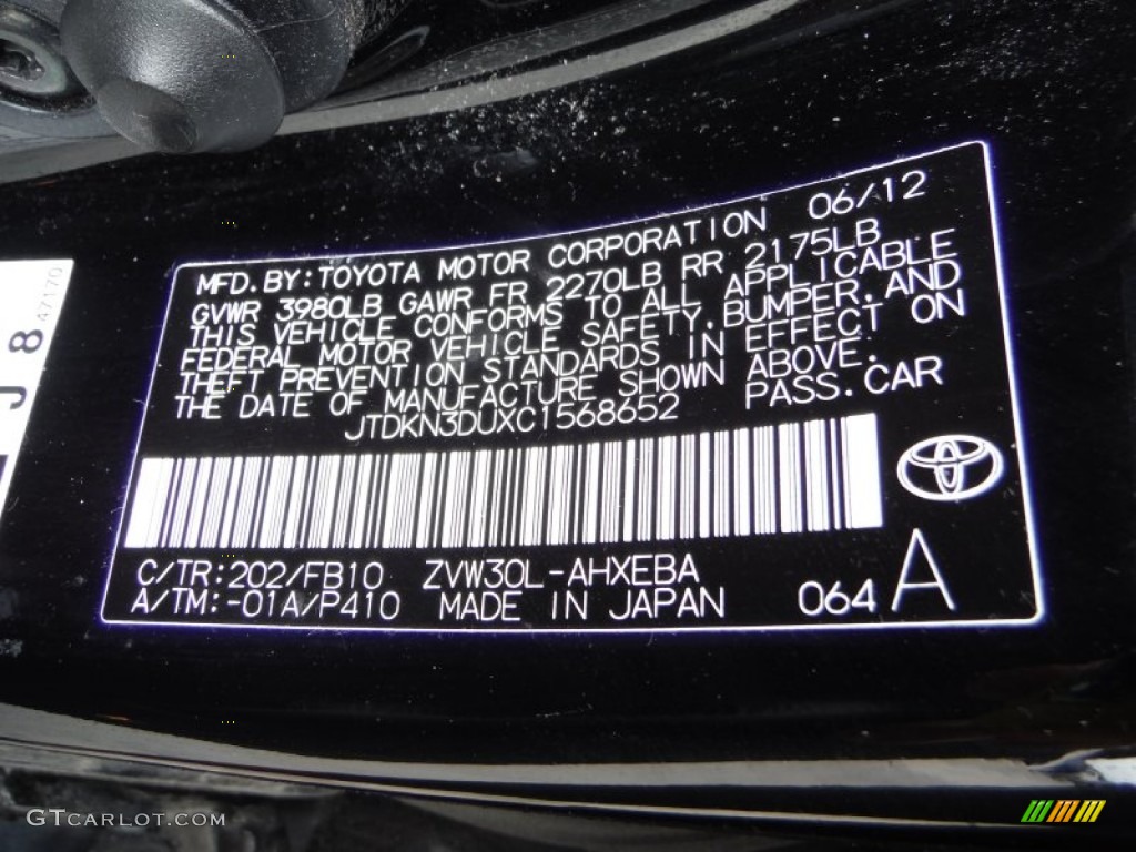 2012 Prius 3rd Gen Three Hybrid - Black / Dark Gray photo #19
