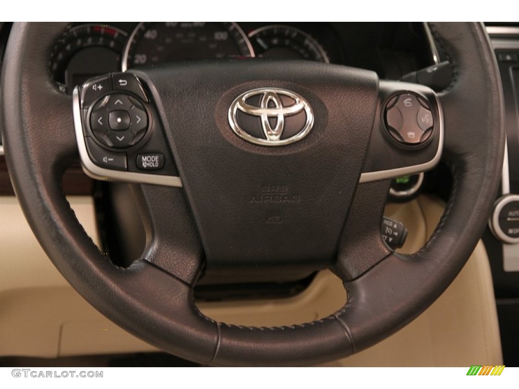 2013 Toyota Camry XLE V6 Ivory Steering Wheel Photo #106461706