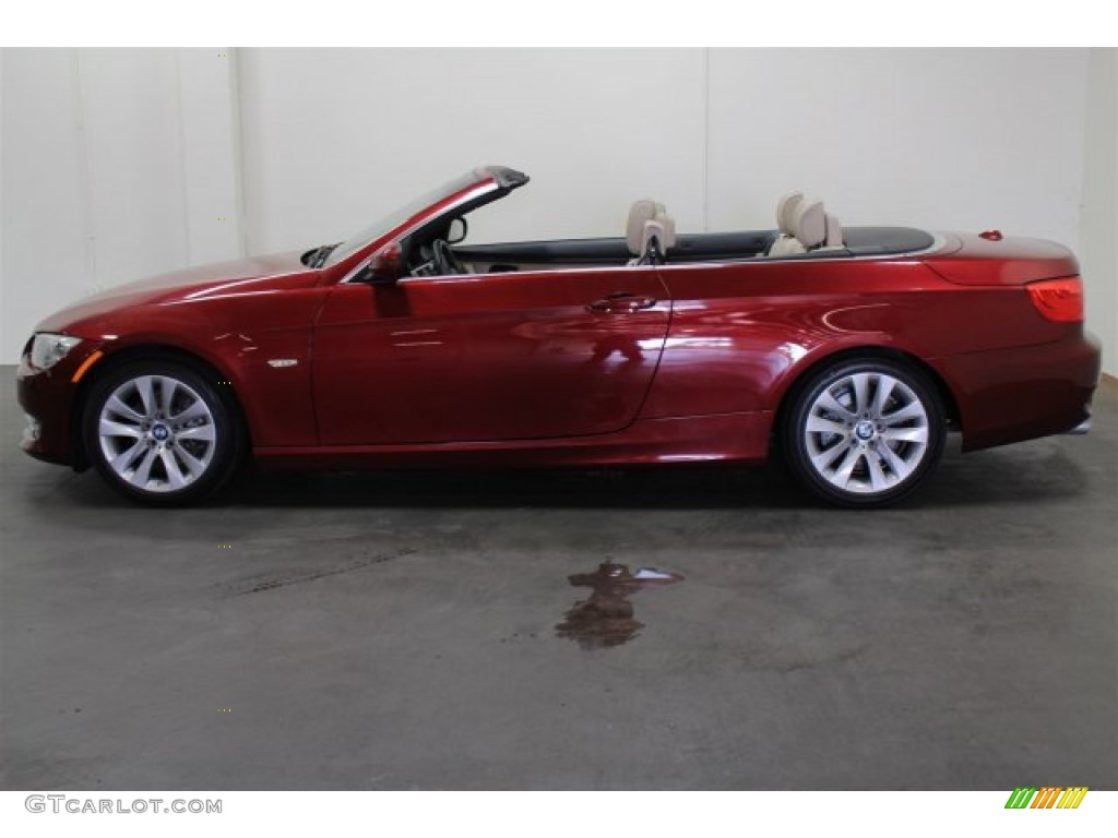 2012 3 Series 328i Convertible - Vermilion Red Metallic / Oyster/Black photo #6