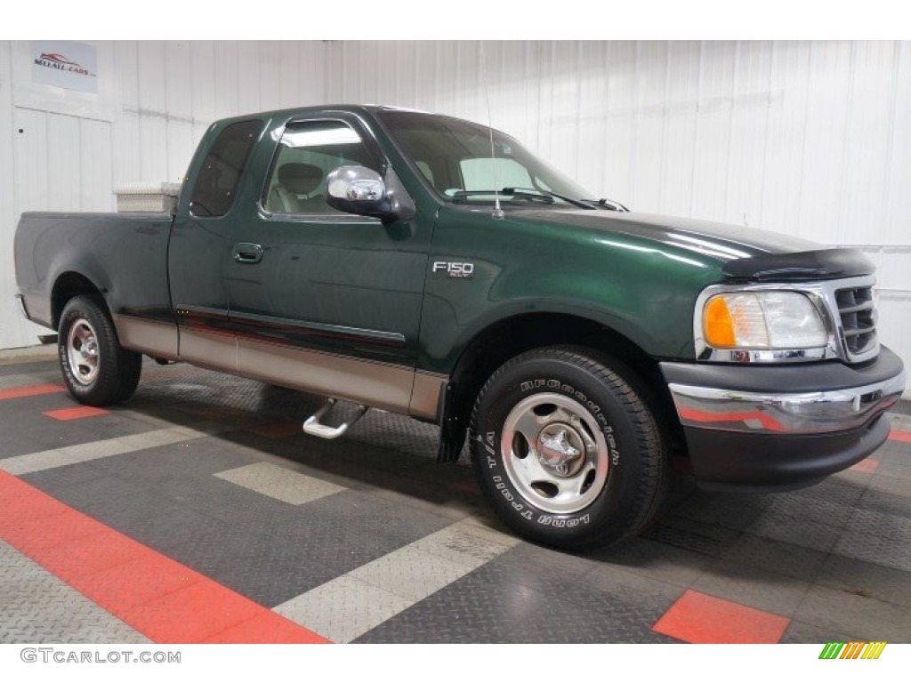 2002 F150 XLT SuperCab - Dark Highland Green Metallic / Medium Graphite photo #6