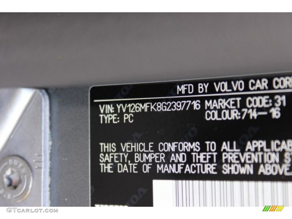 2016 S60 Color Code 714 for Osmium Grey Metallic Photo #106496356