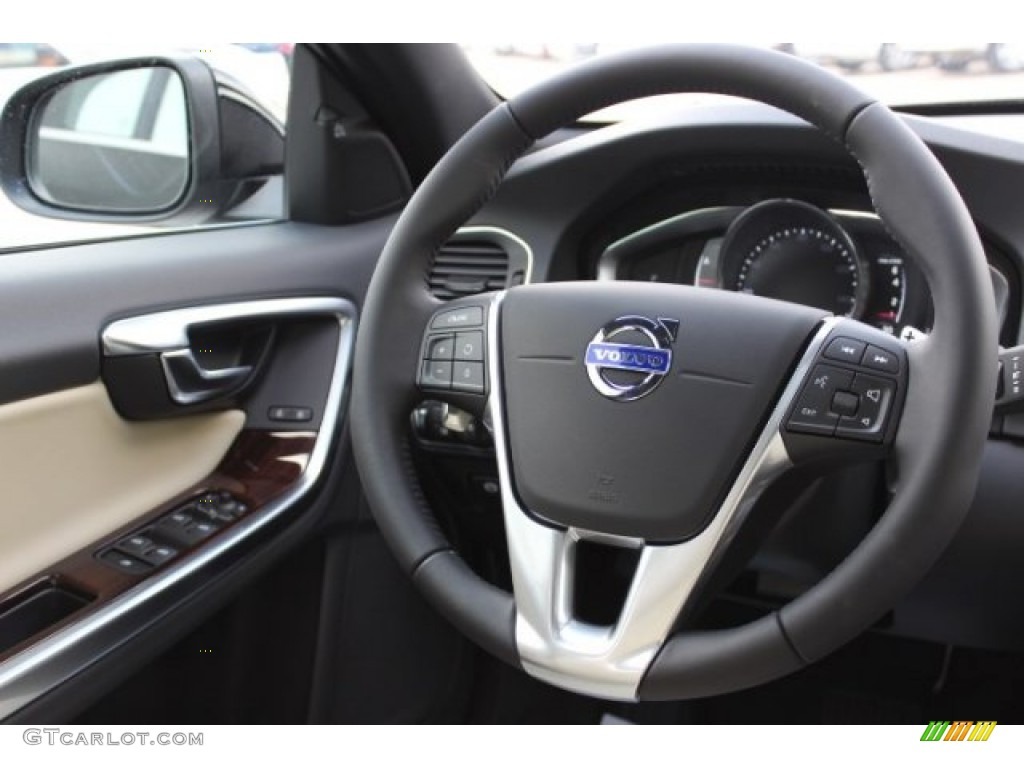 2016 Volvo S60 T6 Drive-E Soft Beige Steering Wheel Photo #106497103