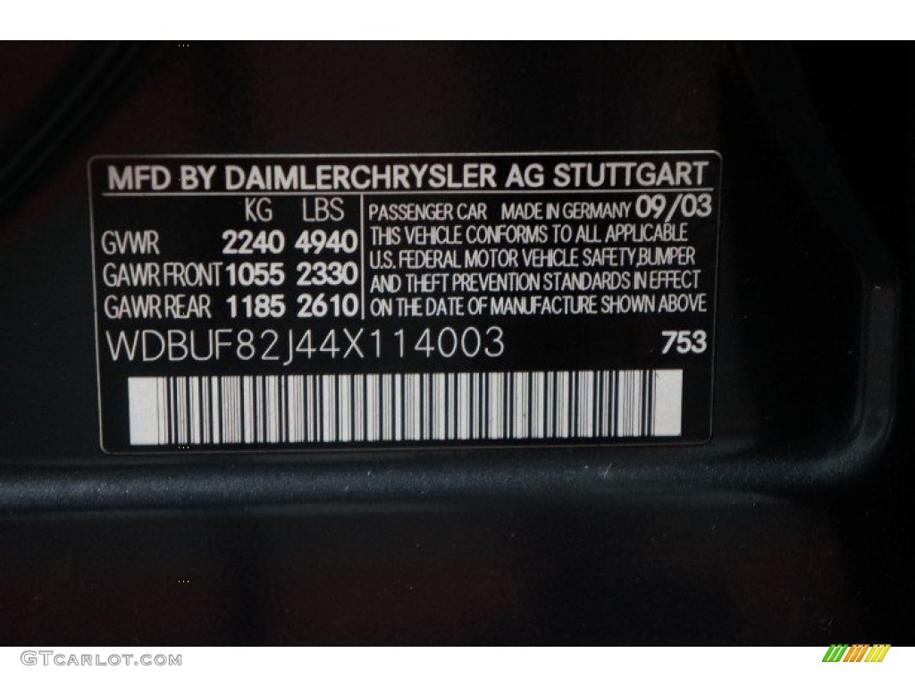 2004 Mercedes-Benz E 320 4Matic Sedan Color Code Photos