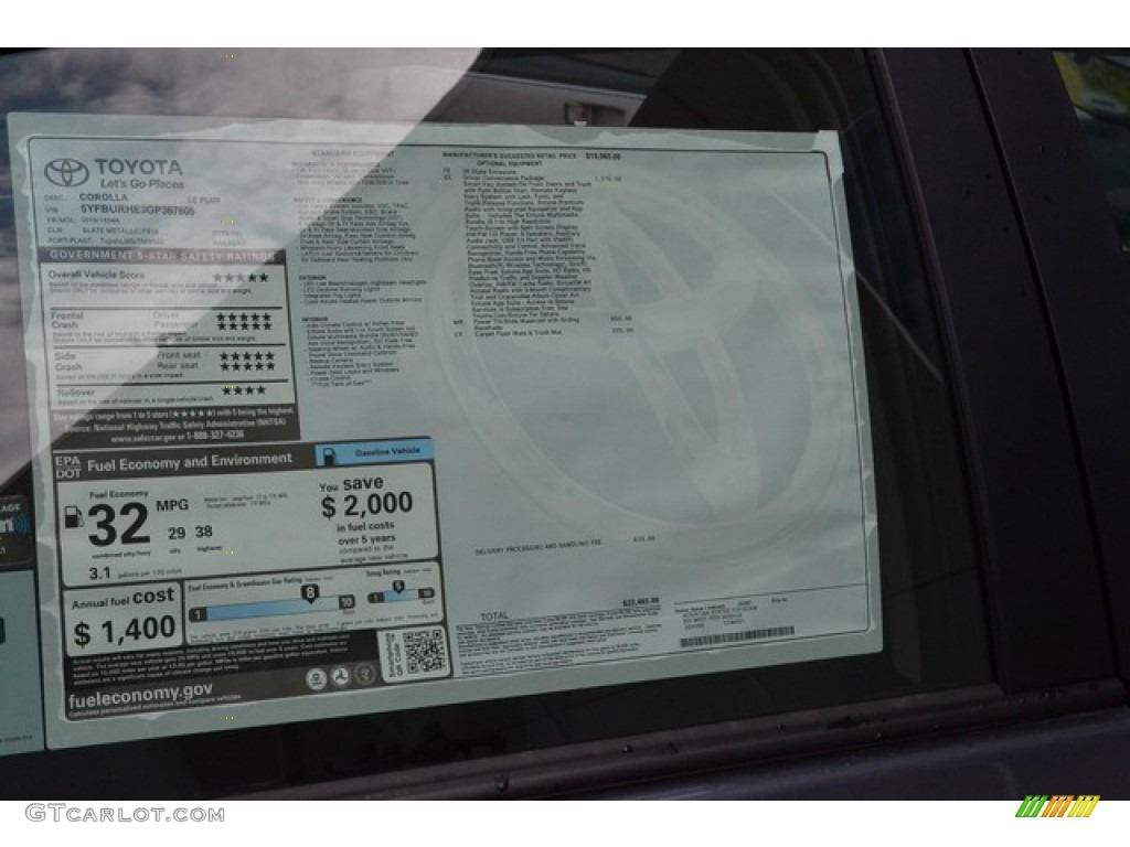 2016 Toyota Corolla LE Plus Window Sticker Photo #106502830