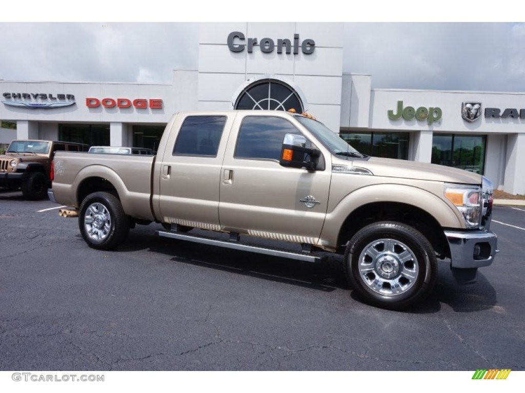 2012 F250 Super Duty Lariat Crew Cab 4x4 - Pale Adobe Metallic / Black photo #1