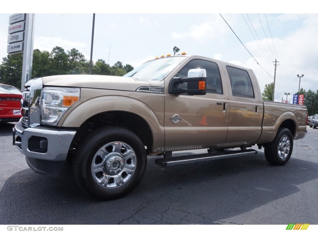 2012 F250 Super Duty Lariat Crew Cab 4x4 - Pale Adobe Metallic / Black photo #3