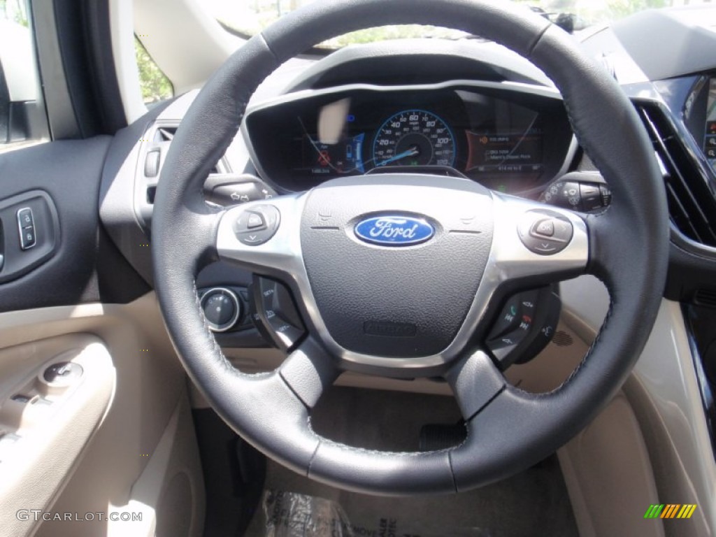 2015 Ford C-Max Hybrid SEL Medium Light Stone Steering Wheel Photo #106518397