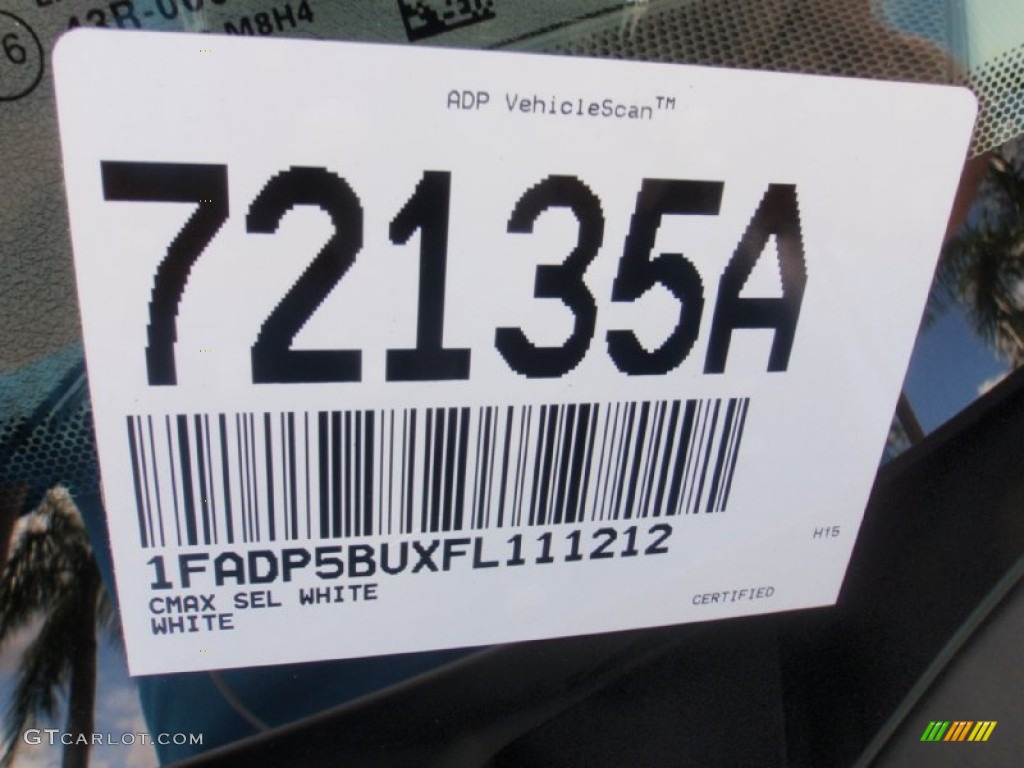 2015 C-Max Hybrid SEL - White Platinum Tricoat / Medium Light Stone photo #36