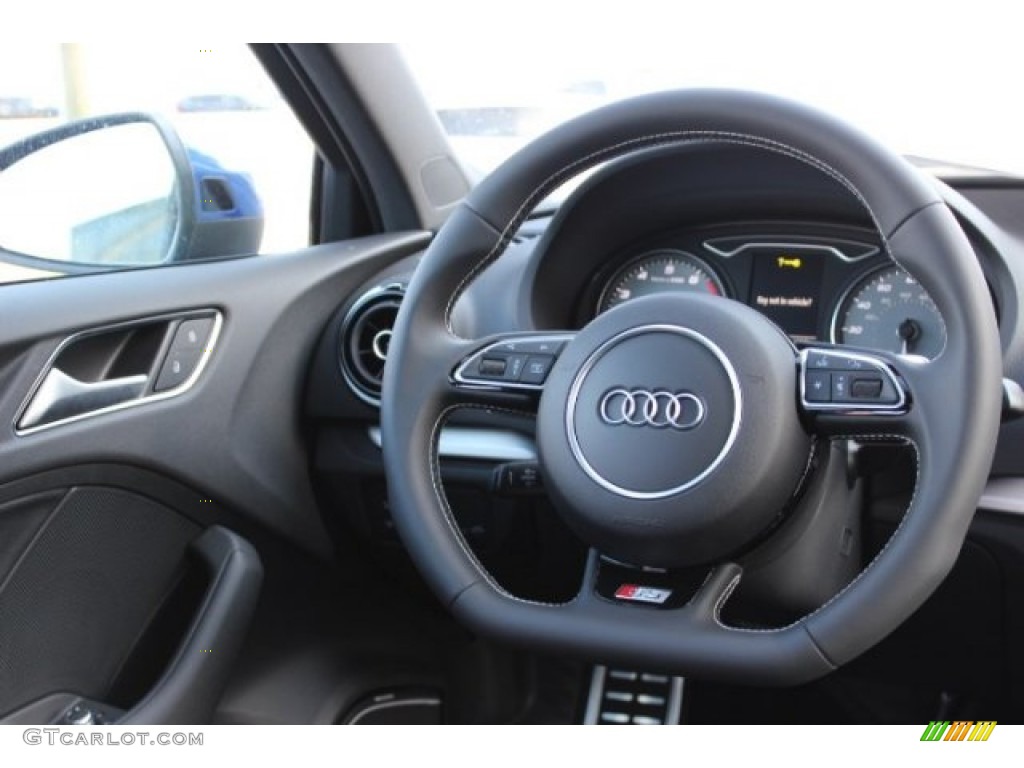 2016 Audi S3 2.0T Premium Plus quattro Black Steering Wheel Photo #106529629
