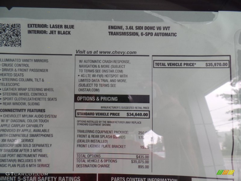 2016 Chevrolet Colorado Z71 Crew Cab 4x4 Window Sticker Photo #106536775