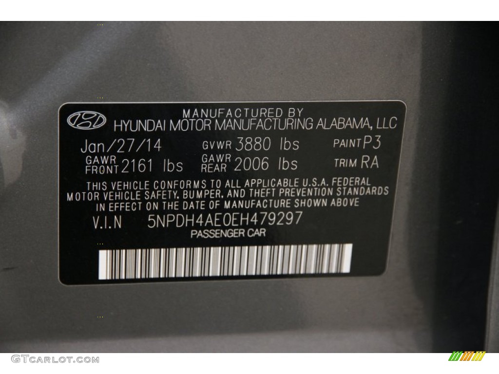 2014 Elantra SE Sedan - Gray / Gray photo #16