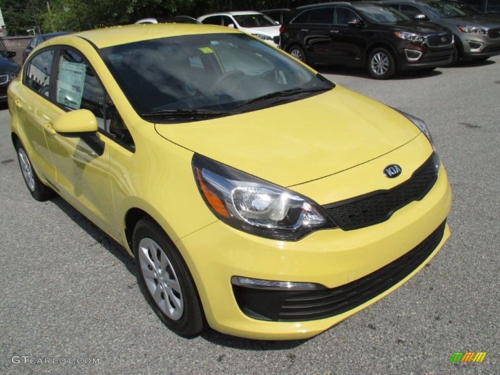 Digital Yellow 2016 Kia Rio LX Sedan Exterior Photo #106546795