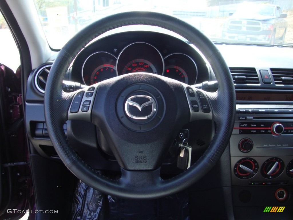 2008 Mazda MAZDA3 s Touring Sedan Black Steering Wheel Photo #106558510