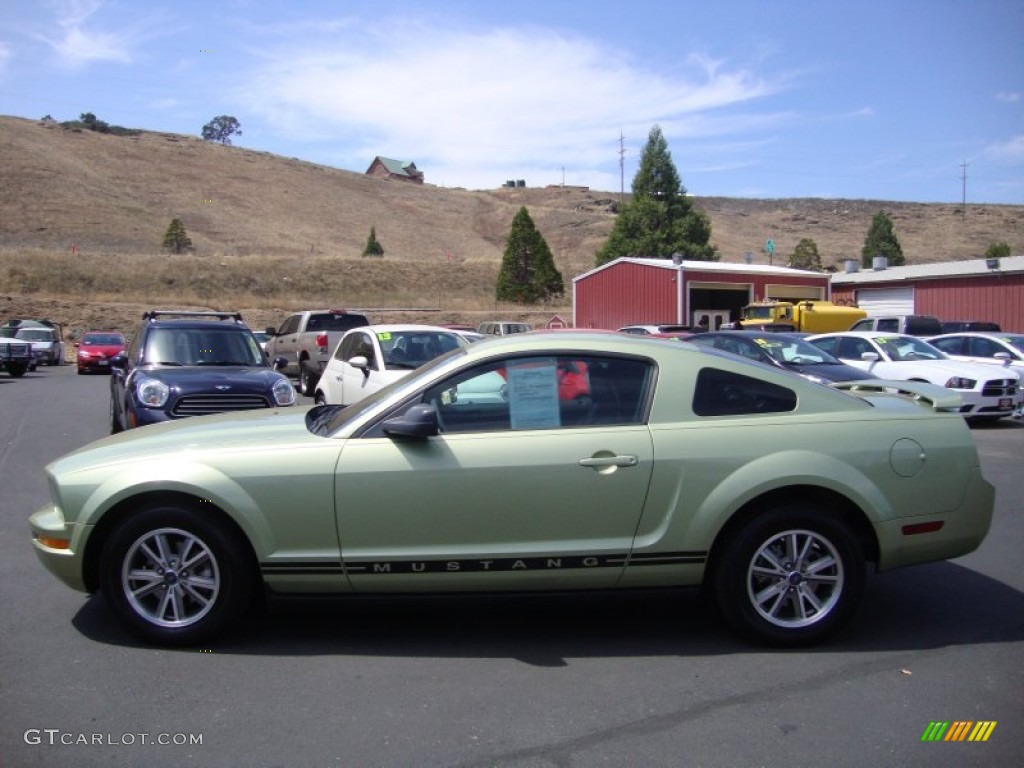 2005 Mustang V6 Deluxe Coupe - Legend Lime Metallic / Dark Charcoal photo #4