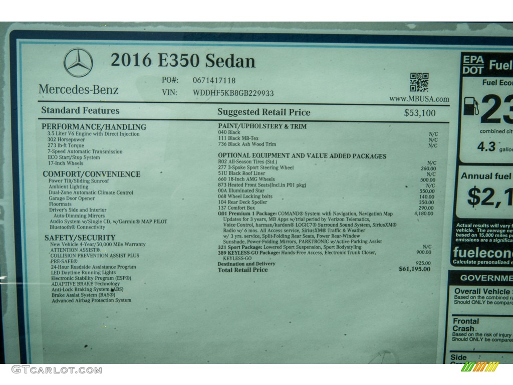 2016 E 350 Sedan - Black / Black photo #12