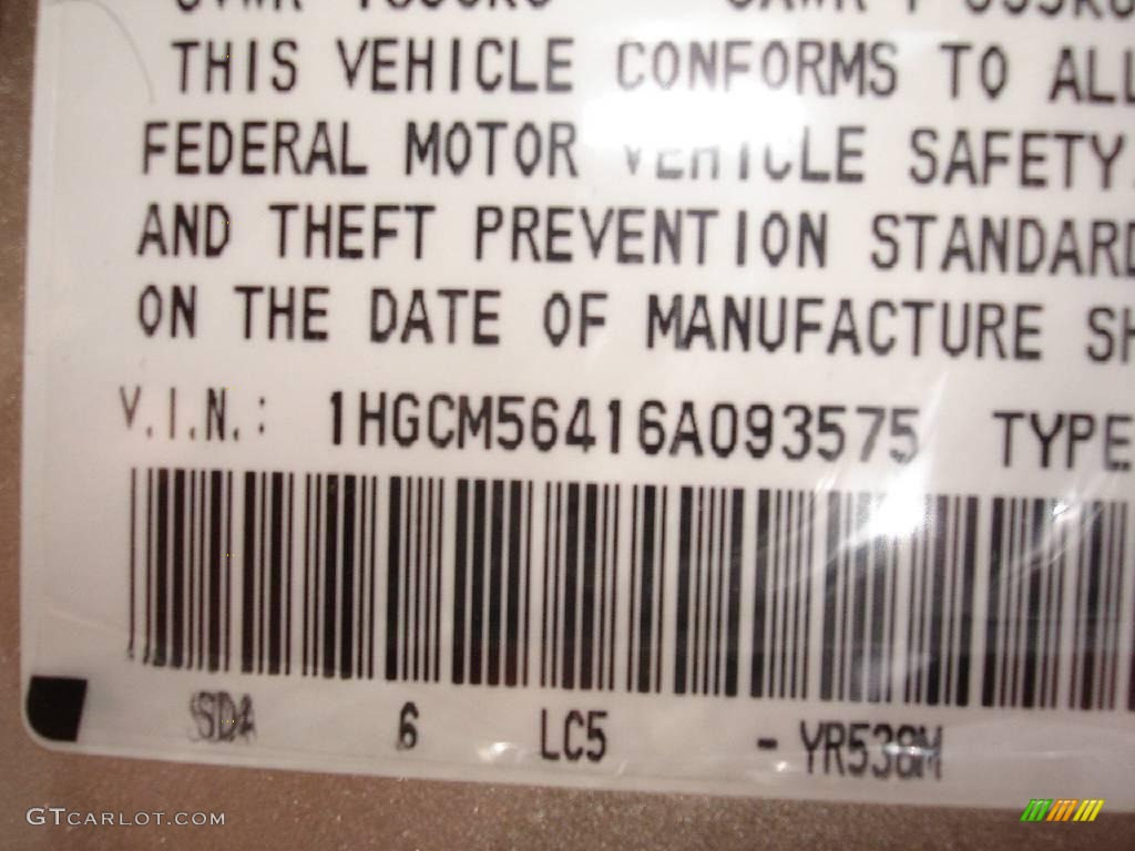 2006 Accord LX Sedan - Desert Mist Metallic / Ivory photo #15