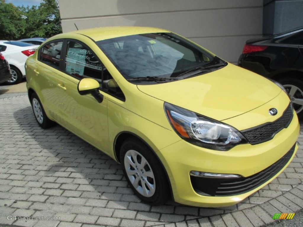 Digital Yellow 2016 Kia Rio LX Sedan Exterior Photo #106573337