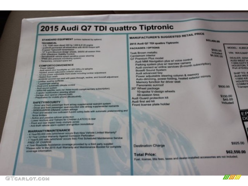 2015 Q7 3.0 TDI Premium Plus quattro - Teak Brown Metallic / Cardamom Beige photo #8