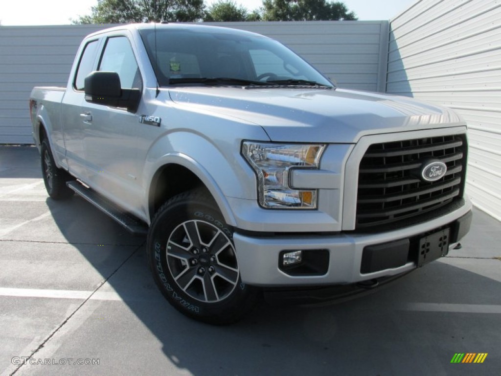 2015 F150 XLT SuperCab 4x4 - Ingot Silver Metallic / Black photo #2