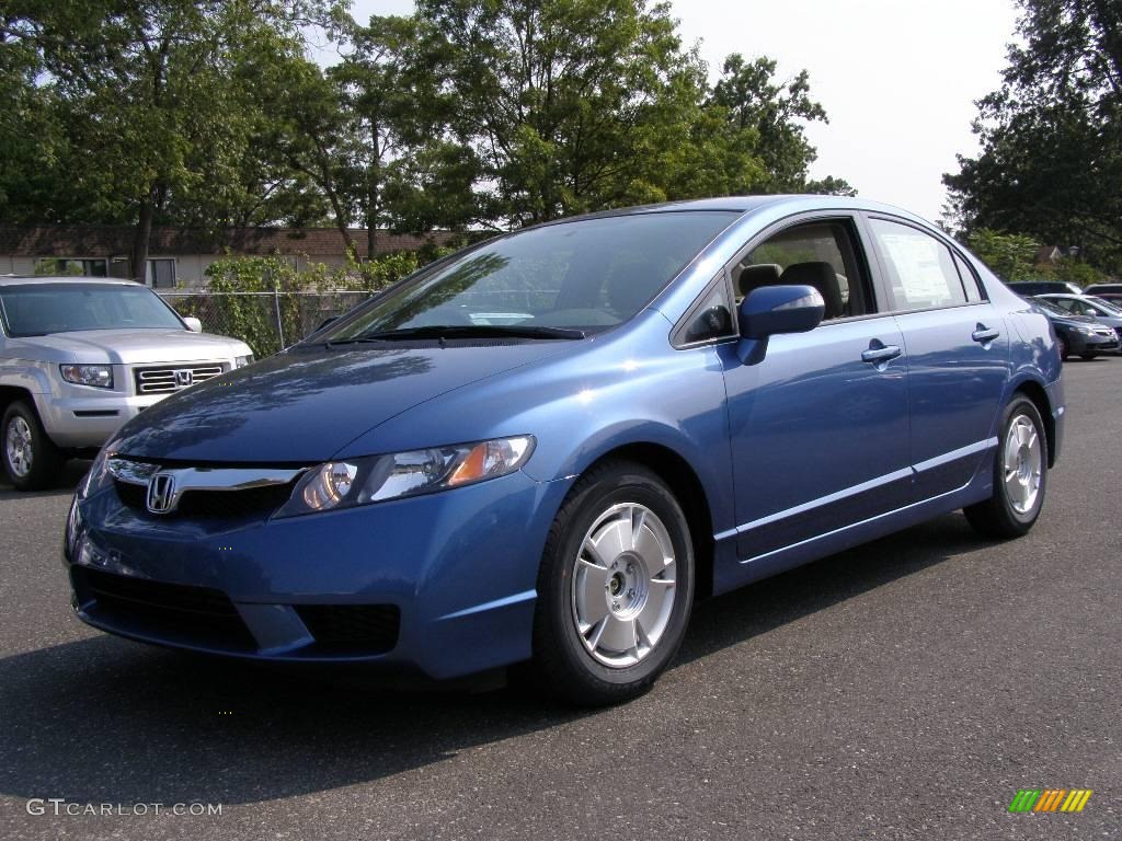 2009 Civic Hybrid Sedan - Atomic Blue Metallic / Beige photo #1