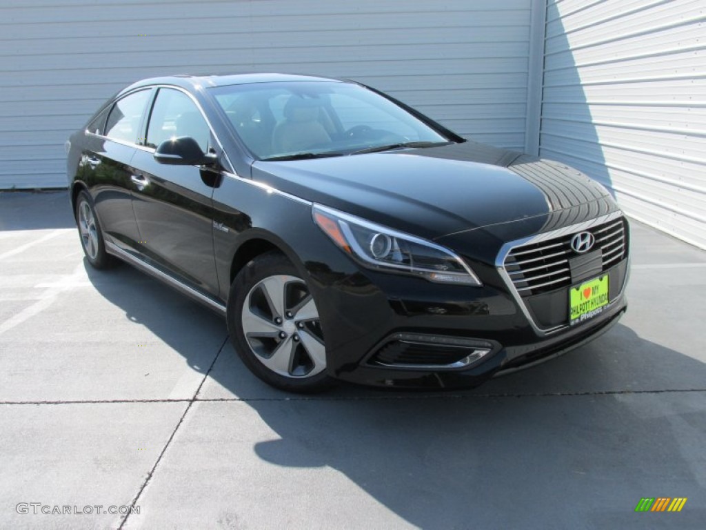 2016 Sonata Hybrid Limited - Eclipse Black / Beige photo #1