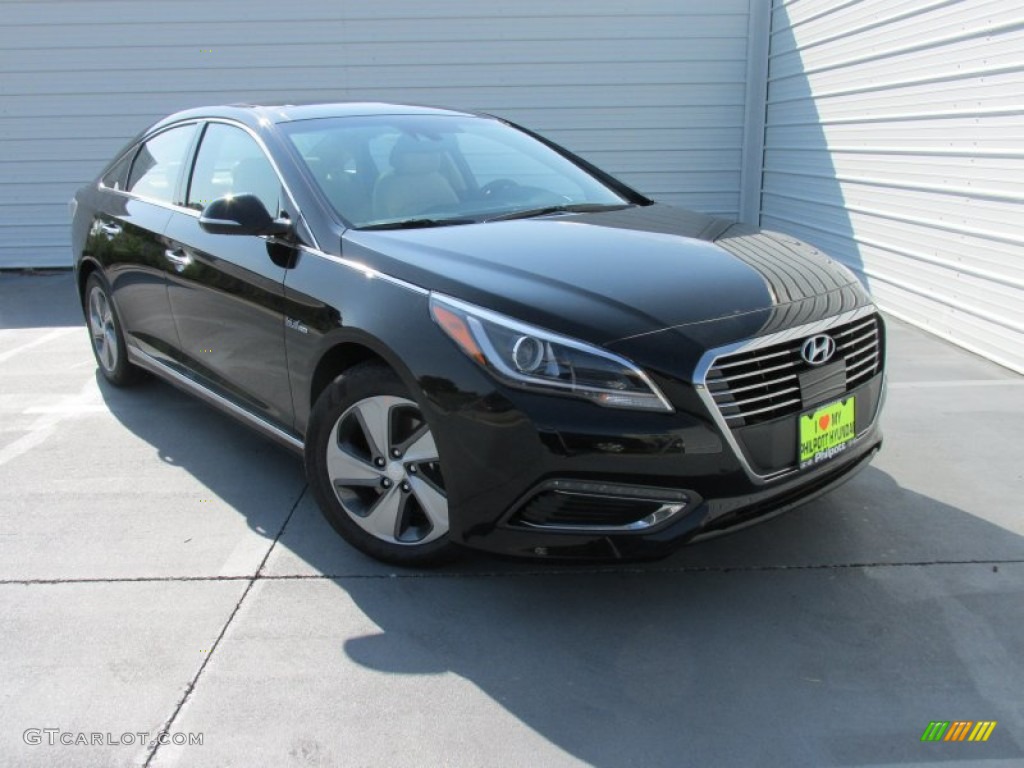 2016 Sonata Hybrid Limited - Eclipse Black / Beige photo #2