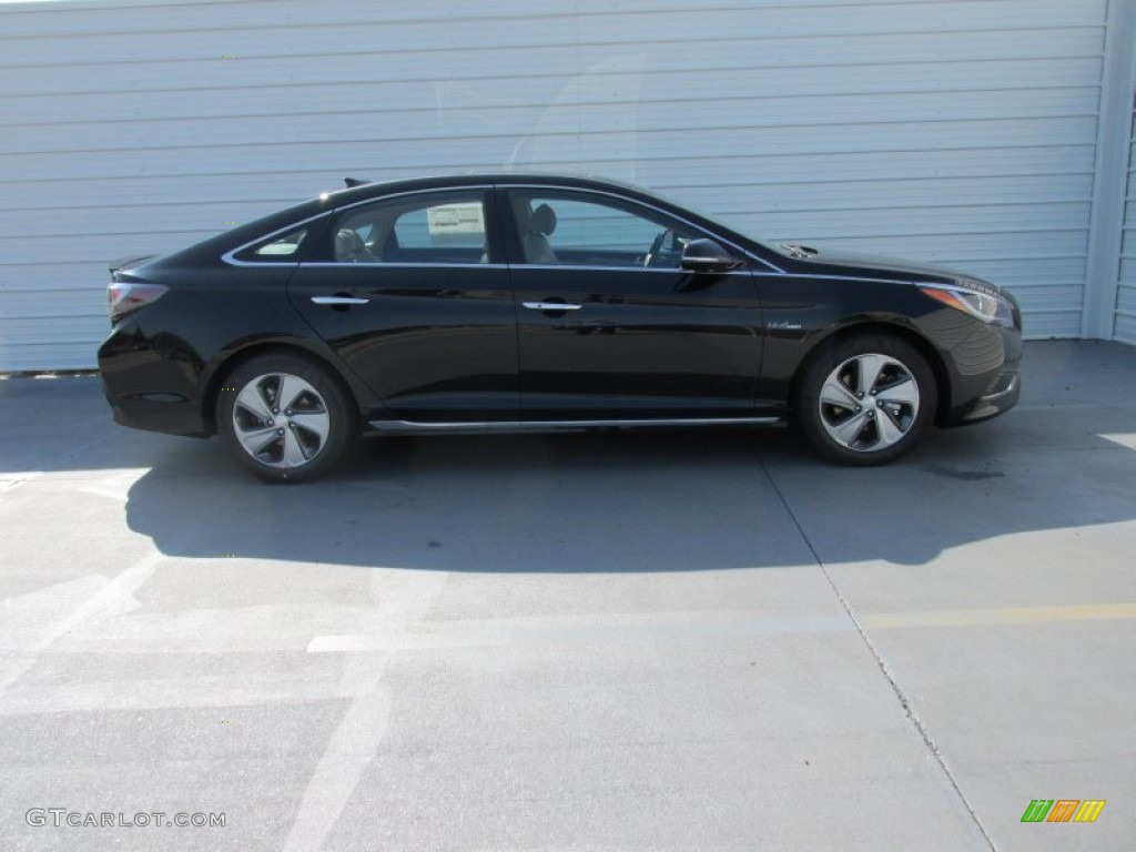 2016 Sonata Hybrid Limited - Eclipse Black / Beige photo #3