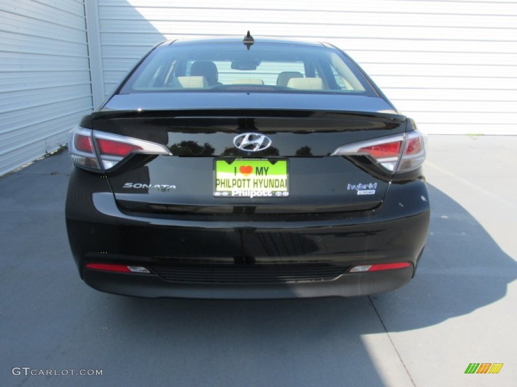 2016 Sonata Hybrid Limited - Eclipse Black / Beige photo #5