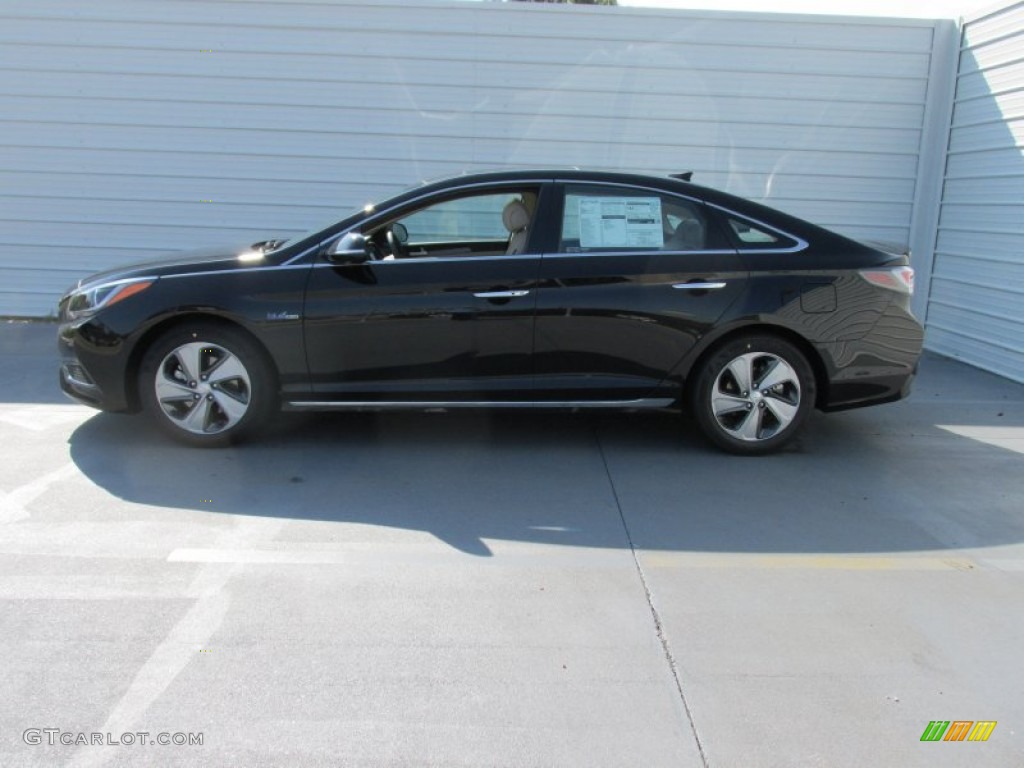 2016 Sonata Hybrid Limited - Eclipse Black / Beige photo #6