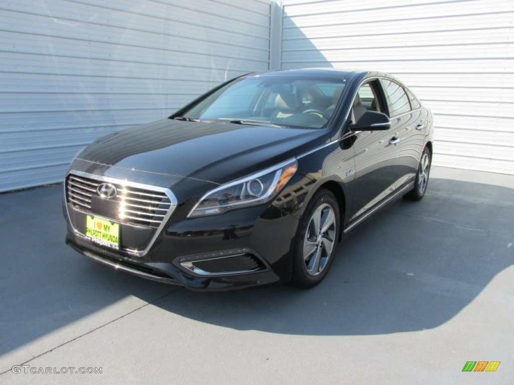 2016 Sonata Hybrid Limited - Eclipse Black / Beige photo #7