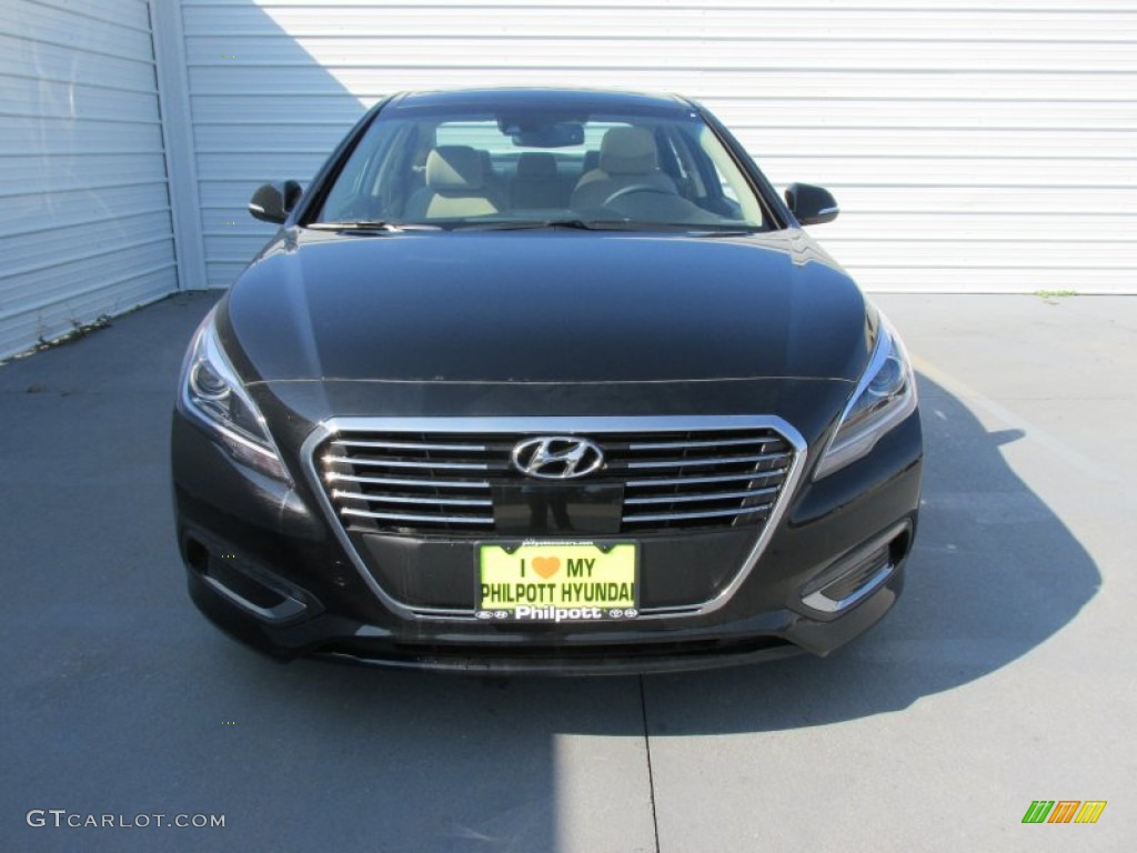 2016 Sonata Hybrid Limited - Eclipse Black / Beige photo #8