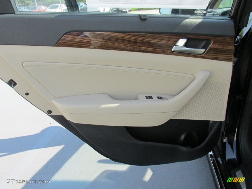 2016 Sonata Hybrid Limited - Eclipse Black / Beige photo #18