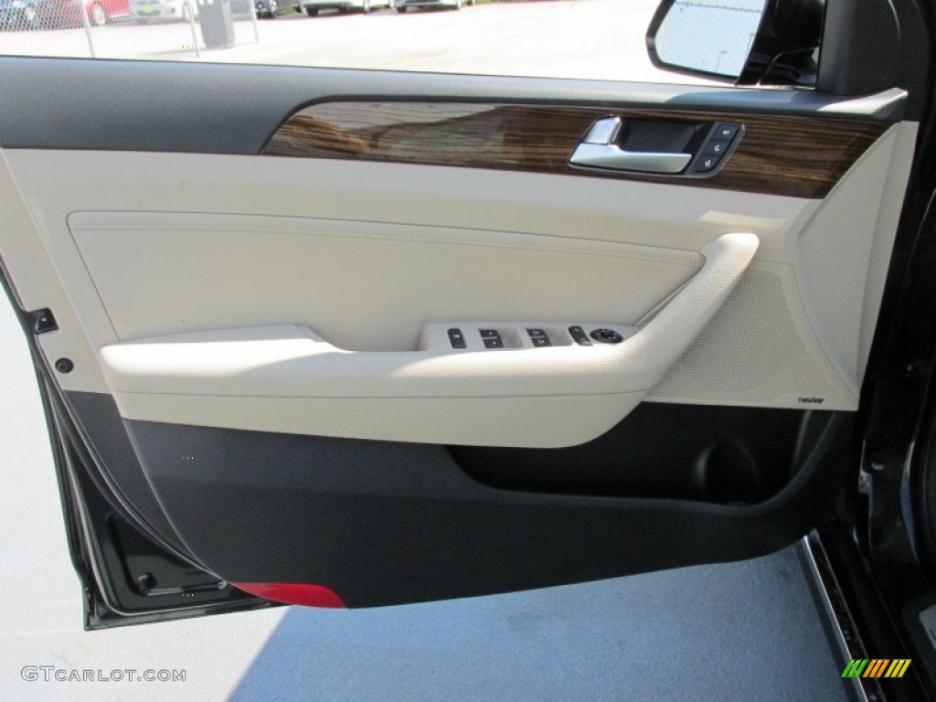 2016 Sonata Hybrid Limited - Eclipse Black / Beige photo #21